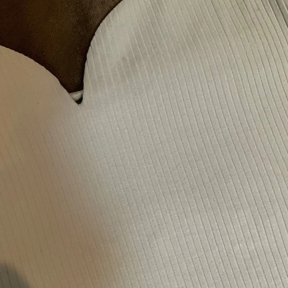 H&M Cream M Slim Fit Sweetheart neckline ribbed viscose jersey Tank Officecore - Picture 2 of 6